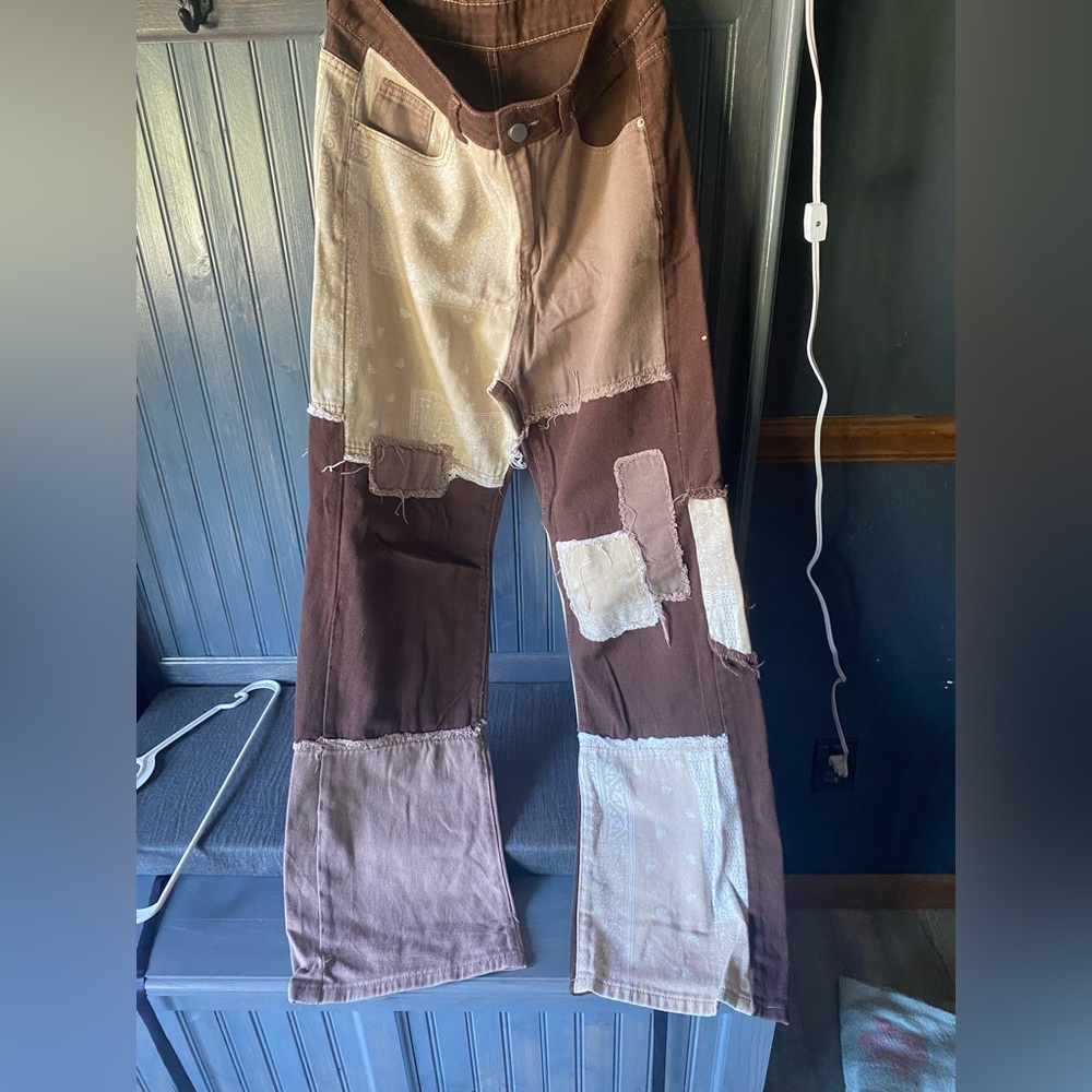 Patchwork Boot Cut Pants